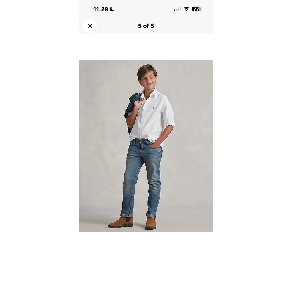 Polo Ralph Lauren Hampton Straight Jeans Kids 14 Light Blue Wash‎ Preppy Classic